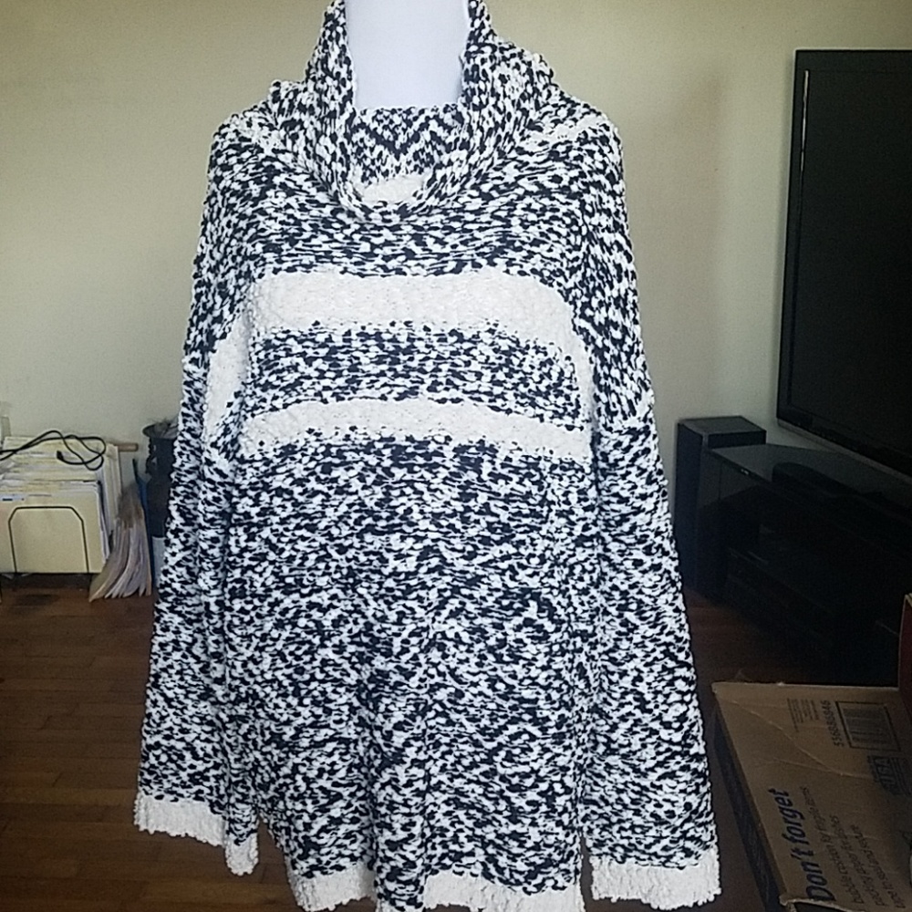 Cowl neck, tunic sweater